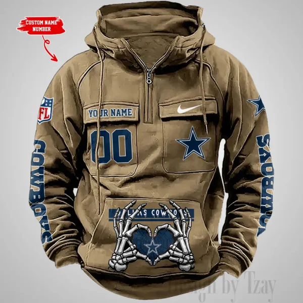Dallas Cowboys Fashionable Outerwear Men's Autumn Winter Hooded Sweatshirt Cool Motorcycle Shirt AZVMHD998 - Image 2