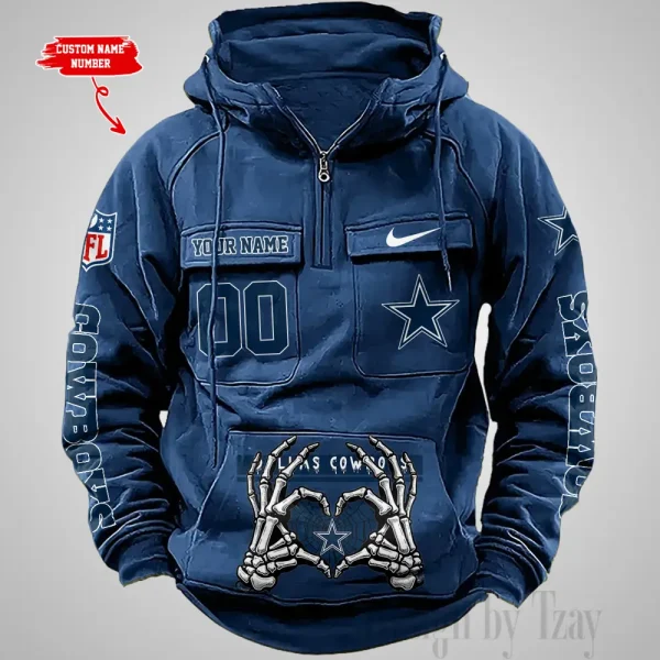 Dallas Cowboys Fashionable Outerwear Men's Autumn Winter Hooded Sweatshirt Cool Motorcycle Shirt AZVMHD998 - Image 3