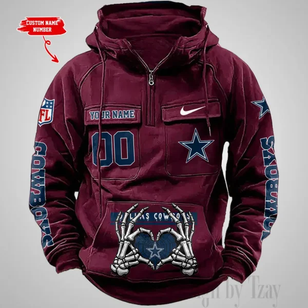 Dallas Cowboys Fashionable Outerwear Men's Autumn Winter Hooded Sweatshirt Cool Motorcycle Shirt AZVMHD998 - Image 5