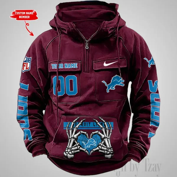 Detroit Lions Fashionable Outerwear Men's Autumn Winter Hooded Sweatshirt Cool Motorcycle Shirt AZVMHD1000 - Image 5