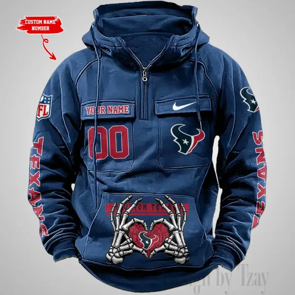 Houston Texans Fashionable Outerwear Men's Autumn Winter Hooded Sweatshirt Cool Motorcycle Shirt AZVMHD1002 - Image 4