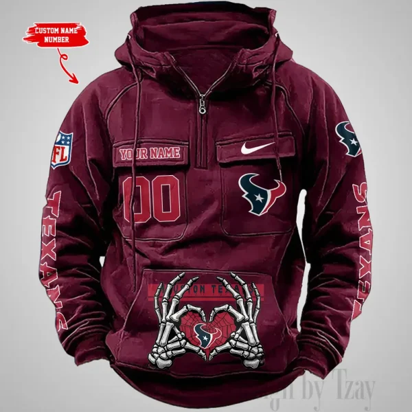 Houston Texans Fashionable Outerwear Men's Autumn Winter Hooded Sweatshirt Cool Motorcycle Shirt AZVMHD1002 - Image 5