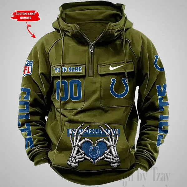 Indianapolis Colts Fashionable Outerwear Men's Autumn Winter Hooded Sweatshirt Cool Motorcycle Shirt AZVMHD1003 - Image 2