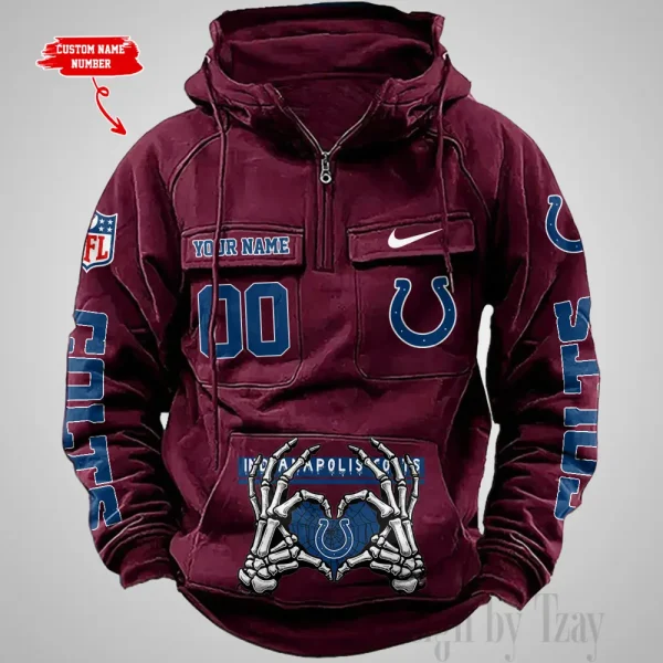 Indianapolis Colts Fashionable Outerwear Men's Autumn Winter Hooded Sweatshirt Cool Motorcycle Shirt AZVMHD1003 - Image 3