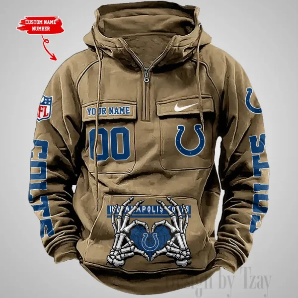 Indianapolis Colts Fashionable Outerwear Men's Autumn Winter Hooded Sweatshirt Cool Motorcycle Shirt AZVMHD1003 - Image 4