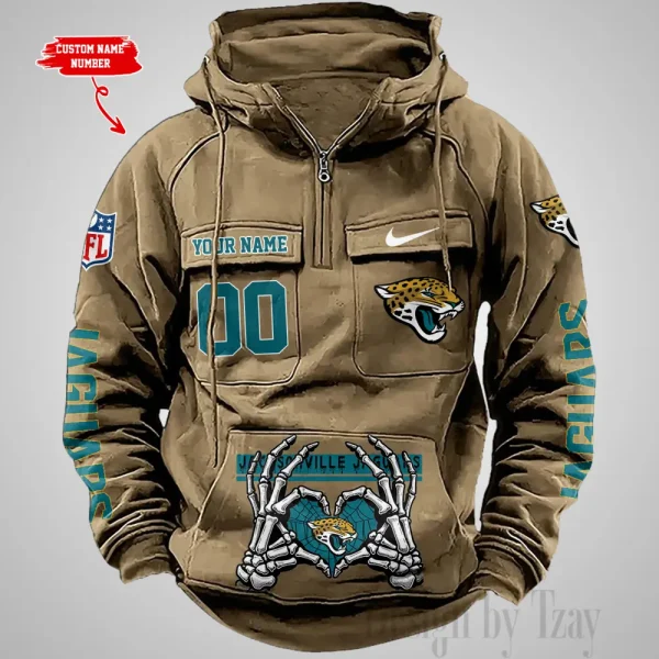 Jacksonville Jaguars Fashionable Outerwear Men's Autumn Winter Hooded Sweatshirt Cool Motorcycle Shirt AZVMHD1004 - Image 3