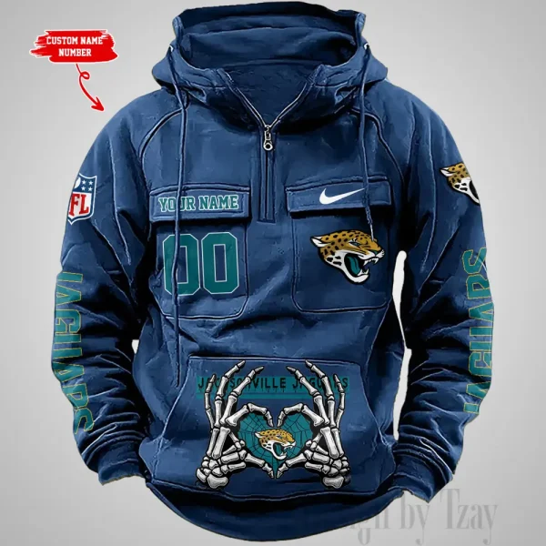 Jacksonville Jaguars Fashionable Outerwear Men's Autumn Winter Hooded Sweatshirt Cool Motorcycle Shirt AZVMHD1004 - Image 4