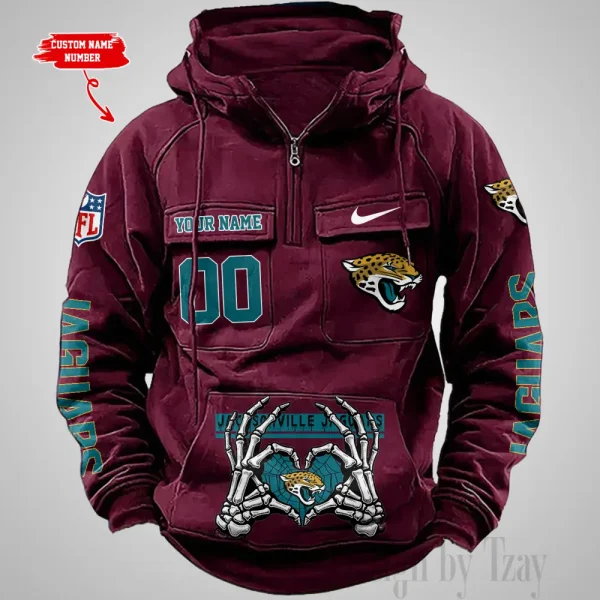 Jacksonville Jaguars Fashionable Outerwear Men's Autumn Winter Hooded Sweatshirt Cool Motorcycle Shirt AZVMHD1004 - Image 5