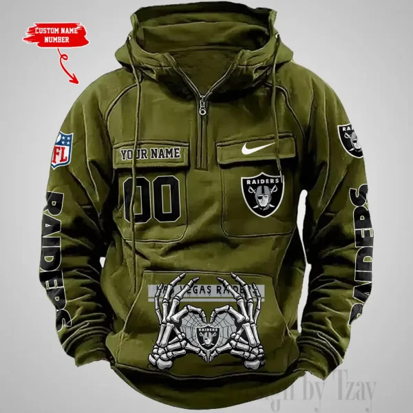 Las Vegas Raiders Fashionable Outerwear Men's Autumn Winter Hooded Sweatshirt Cool Motorcycle Shirt AZVMHD1006 - Image 4