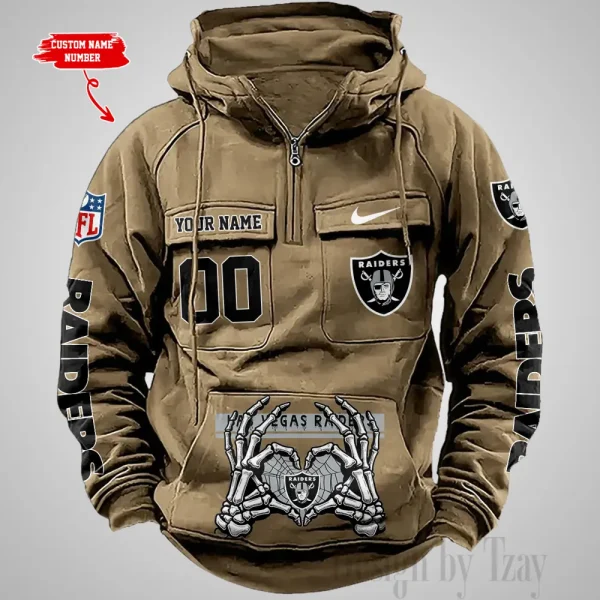 Las Vegas Raiders Fashionable Outerwear Men's Autumn Winter Hooded Sweatshirt Cool Motorcycle Shirt AZVMHD1006 - Image 2