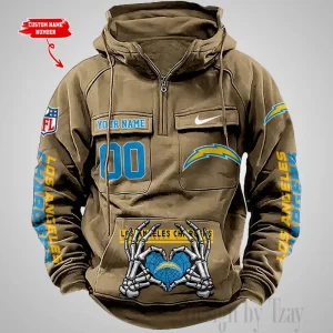 Los Angeles Chargers Fashionable Outerwear Men's Autumn Winter Hooded Sweatshirt Cool Motorcycle Shirt AZVMHD1007