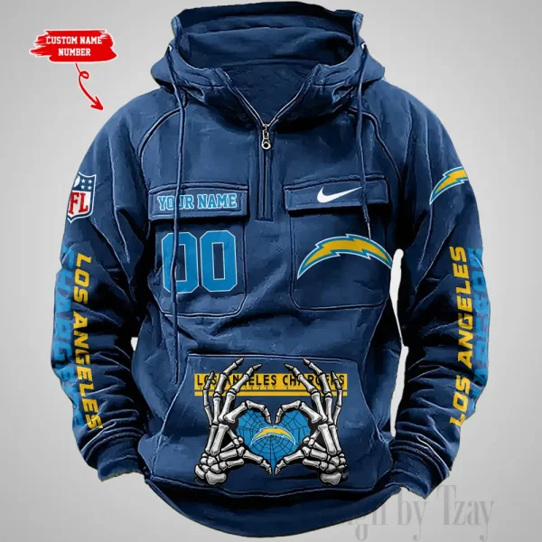 Los Angeles Chargers Fashionable Outerwear Men's Autumn Winter Hooded Sweatshirt Cool Motorcycle Shirt AZVMHD1007 - Image 3