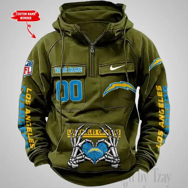 Los Angeles Chargers Fashionable Outerwear Men's Autumn Winter Hooded Sweatshirt Cool Motorcycle Shirt AZVMHD1007 - Image 4