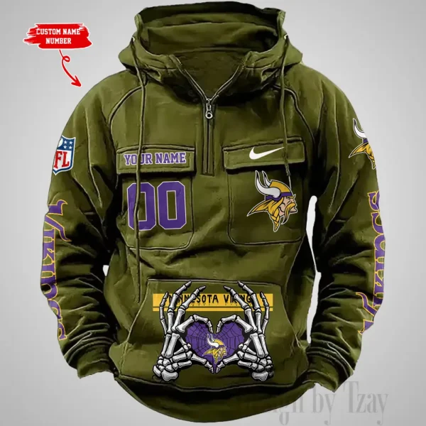 Minnesota Vikings Fashionable Outerwear Men's Autumn Winter Hooded Sweatshirt Cool Motorcycle Shirt AZVMHD1010 - Image 3