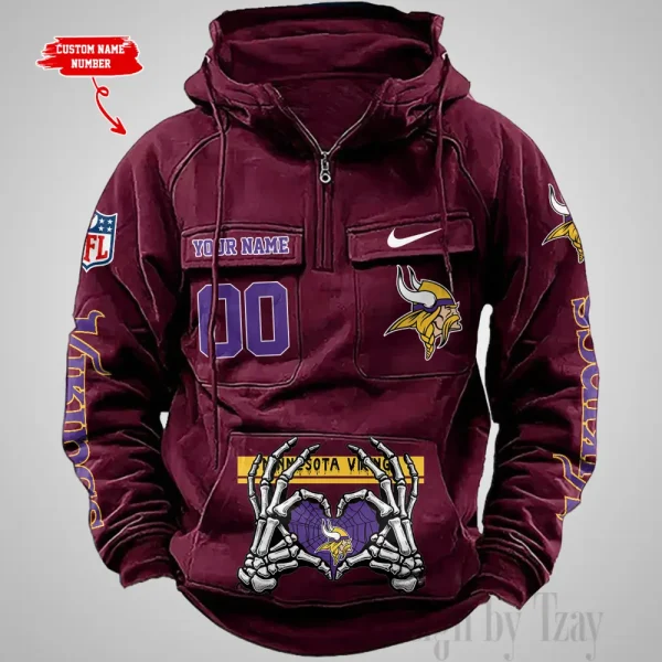 Minnesota Vikings Fashionable Outerwear Men's Autumn Winter Hooded Sweatshirt Cool Motorcycle Shirt AZVMHD1010 - Image 5