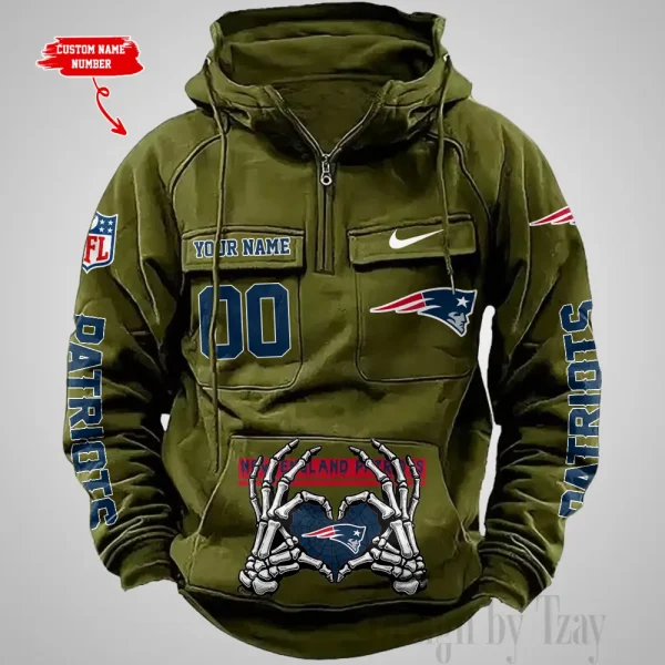 New England Patriots Fashionable Outerwear Men's Autumn Winter Hooded Sweatshirt Cool Motorcycle Shirt AZVMHD1011 - Image 4