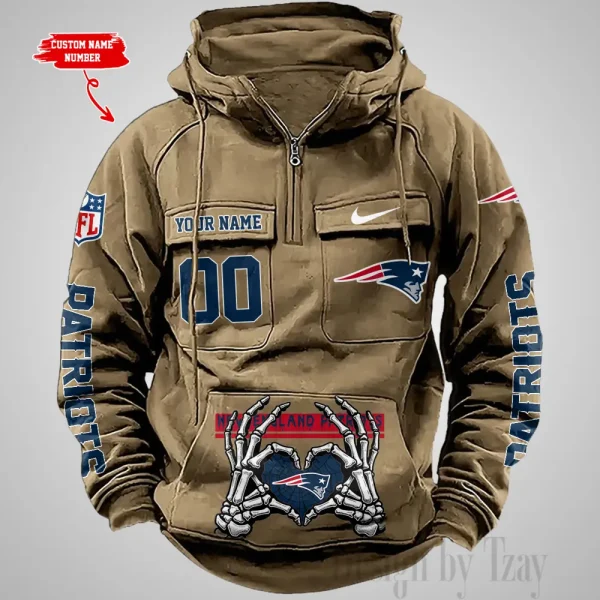 New England Patriots Fashionable Outerwear Men's Autumn Winter Hooded Sweatshirt Cool Motorcycle Shirt AZVMHD1011 - Image 5