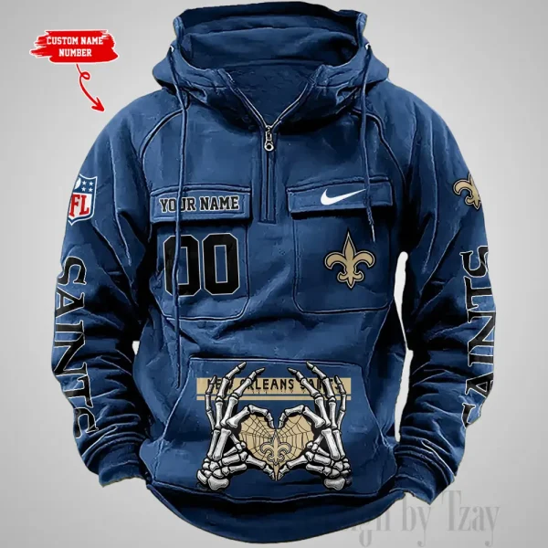 New Orleans Saints Fashionable Outerwear Men's Autumn Winter Hooded Sweatshirt Cool Motorcycle Shirt AZVMHD1012 - Image 4