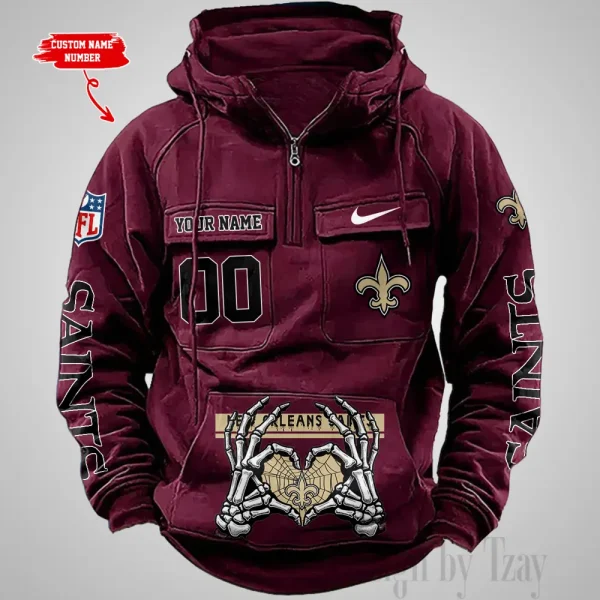 New Orleans Saints Fashionable Outerwear Men's Autumn Winter Hooded Sweatshirt Cool Motorcycle Shirt AZVMHD1012 - Image 5