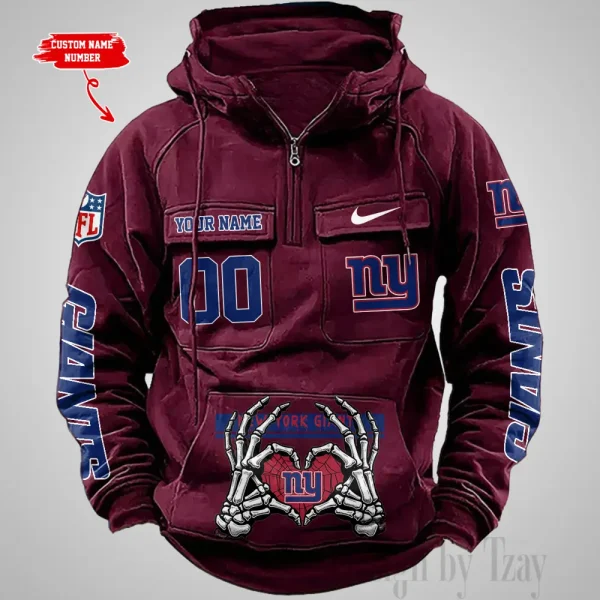 New York Giants Fashionable Outerwear Men's Autumn Winter Hooded Sweatshirt Cool Motorcycle Shirt AZVMHD1013 - Image 2