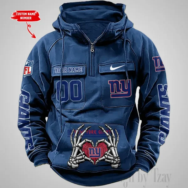New York Giants Fashionable Outerwear Men's Autumn Winter Hooded Sweatshirt Cool Motorcycle Shirt AZVMHD1013 - Image 3