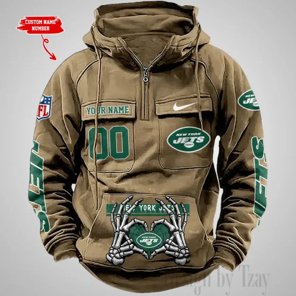 New York Jets Fashionable Outerwear Men's Autumn Winter Hooded Sweatshirt Cool Motorcycle Shirt AZVMHD1014 - Image 2