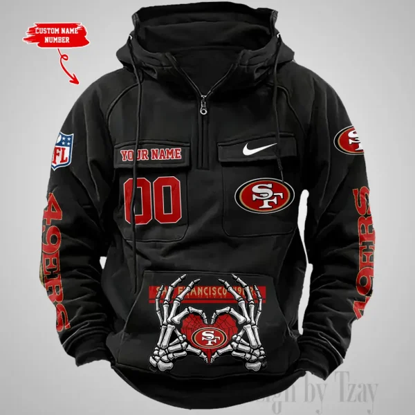 San Francisco 49ers Fashionable Outerwear Men's Autumn Winter Hooded Sweatshirt Cool Motorcycle Shirt AZVMHD1017 - Image 5