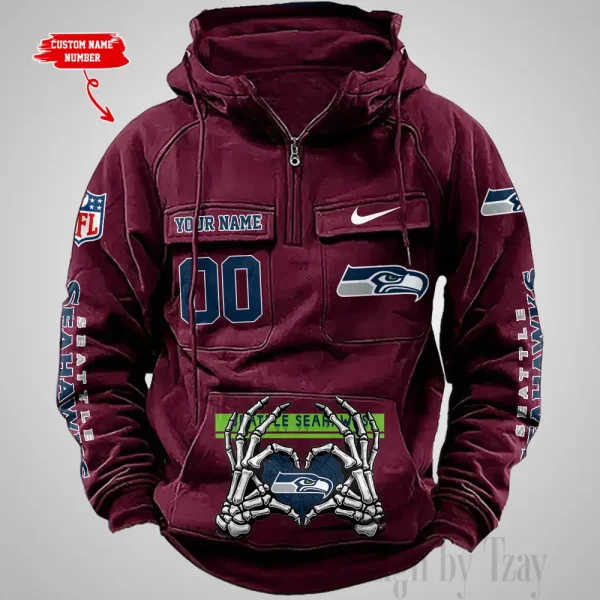 Seattle Seahawks Fashionable Outerwear Men's Autumn Winter Hooded Sweatshirt Cool Motorcycle Shirt AZVMHD1018 - Image 5