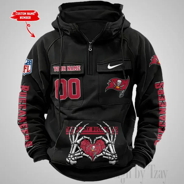 Tampa Bay Buccaneers Fashionable Outerwear Men's Autumn Winter Hooded Sweatshirt Cool Motorcycle Shirt AZVMHD1019 - Image 2