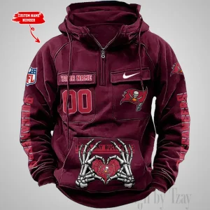 Tampa Bay Buccaneers Fashionable Outerwear Men's Autumn Winter Hooded Sweatshirt Cool Motorcycle Shirt AZVMHD1019