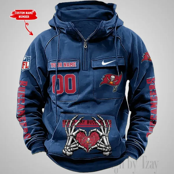 Tampa Bay Buccaneers Fashionable Outerwear Men's Autumn Winter Hooded Sweatshirt Cool Motorcycle Shirt AZVMHD1019 - Image 3