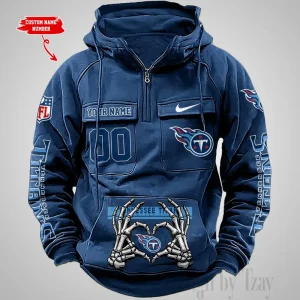 Tennessee Titans Fashionable Outerwear Men's Autumn Winter Hooded Sweatshirt Cool Motorcycle Shirt AZVMHD1020