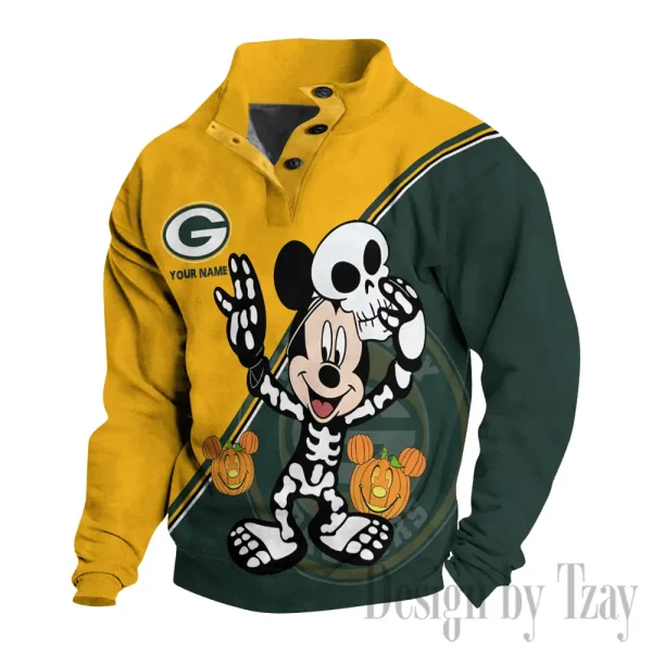Green Bay Packers Buttoned Collar Sweatshirt New Design 2025 S9DBSCH1975