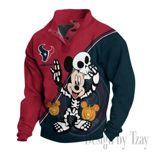 Houston Texans Buttoned Collar Sweatshirt New Design 2025 S9DBSCH1976