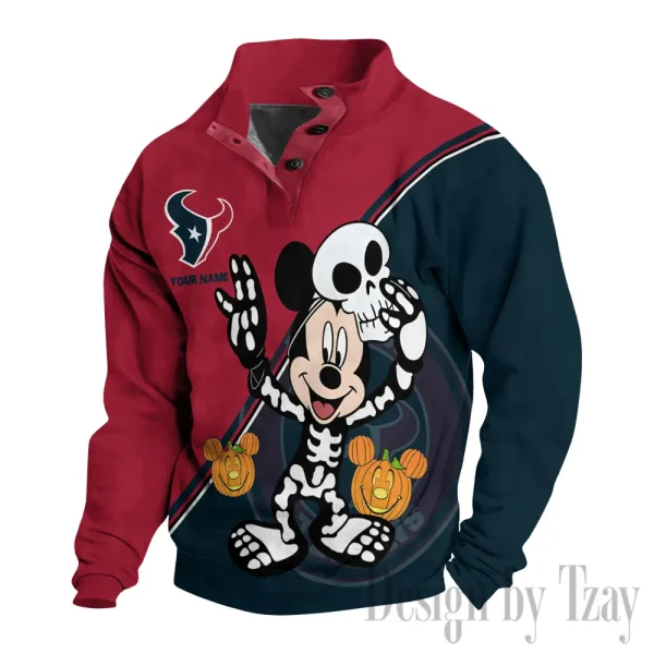 Houston Texans Buttoned Collar Sweatshirt New Design 2025 S9DBSCH1976