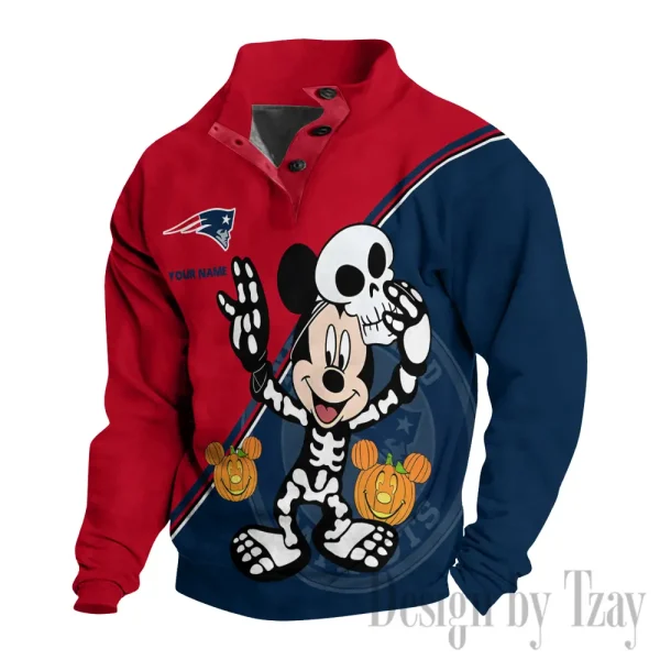 New England Patriots Buttoned Collar Sweatshirt New Design 2025 S9DBSCH1985