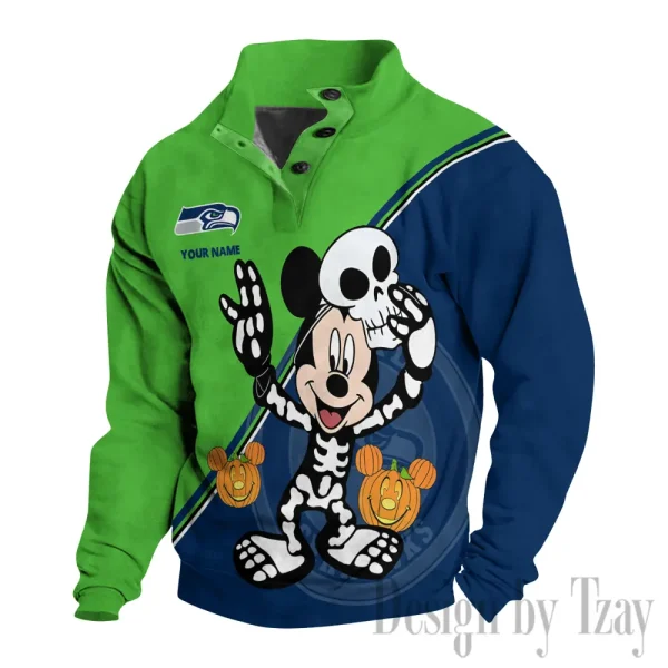 Seattle Seahawks Buttoned Collar Sweatshirt New Design 2025 S9DBSCH1992