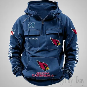 Arizona Cardinals Fashionable Outerwear Men's Autumn Winter Hooded Sweatshirt Cool Motorcycle Shirt AZVMHD1022