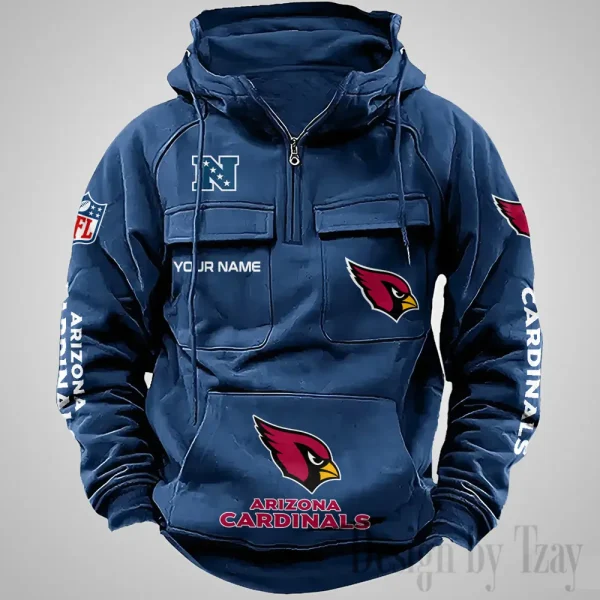 Arizona Cardinals Fashionable Outerwear Men's Autumn Winter Hooded Sweatshirt Cool Motorcycle Shirt AZVMHD1022