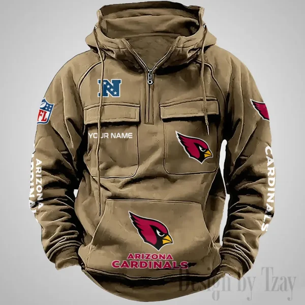 Arizona Cardinals Fashionable Outerwear Men's Autumn Winter Hooded Sweatshirt Cool Motorcycle Shirt AZVMHD1022 - Image 2