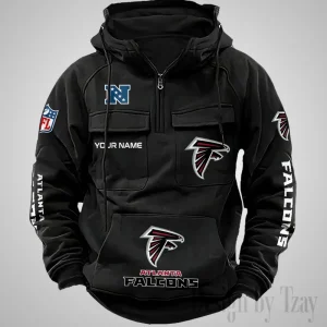 Atlanta Falcons Fashionable Outerwear Men's Autumn Winter Hooded Sweatshirt Cool Motorcycle Shirt AZVMHD1023
