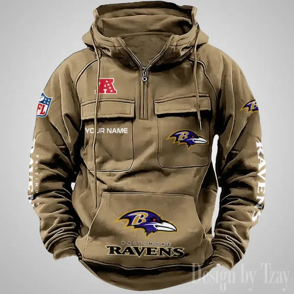 Baltimore Ravens Fashionable Outerwear Men's Autumn Winter Hooded Sweatshirt Cool Motorcycle Shirt AZVMHD1024 - Image 2