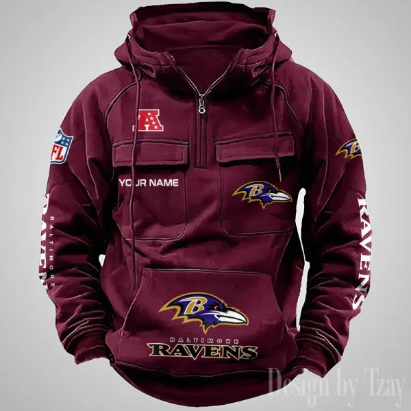 Baltimore Ravens Fashionable Outerwear Men's Autumn Winter Hooded Sweatshirt Cool Motorcycle Shirt AZVMHD1024 - Image 3