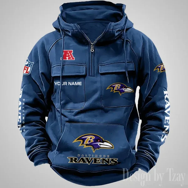 Baltimore Ravens Fashionable Outerwear Men's Autumn Winter Hooded Sweatshirt Cool Motorcycle Shirt AZVMHD1024 - Image 4