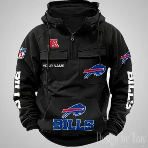 Buffalo Bills Fashionable Outerwear Men's Autumn Winter Hooded Sweatshirt Cool Motorcycle Shirt AZVMHD1025