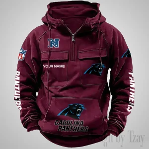 Carolina Panthers Fashionable Outerwear Men's Autumn Winter Hooded Sweatshirt Cool Motorcycle Shirt AZVMHD1026