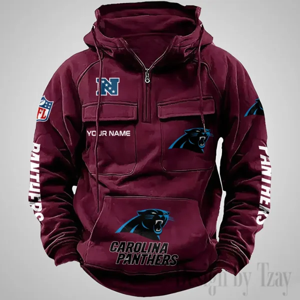 Carolina Panthers Fashionable Outerwear Men's Autumn Winter Hooded Sweatshirt Cool Motorcycle Shirt AZVMHD1026