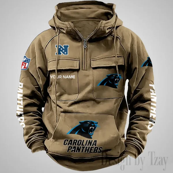 Carolina Panthers Fashionable Outerwear Men's Autumn Winter Hooded Sweatshirt Cool Motorcycle Shirt AZVMHD1026 - Image 3