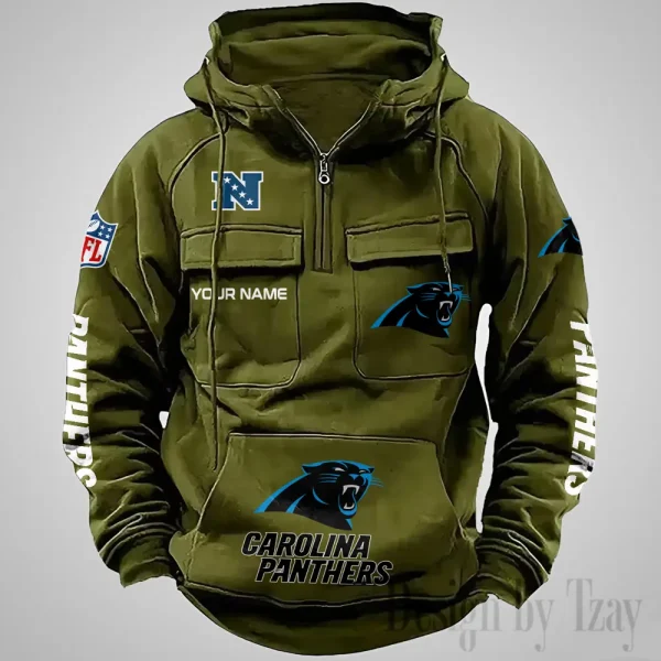 Carolina Panthers Fashionable Outerwear Men's Autumn Winter Hooded Sweatshirt Cool Motorcycle Shirt AZVMHD1026 - Image 4