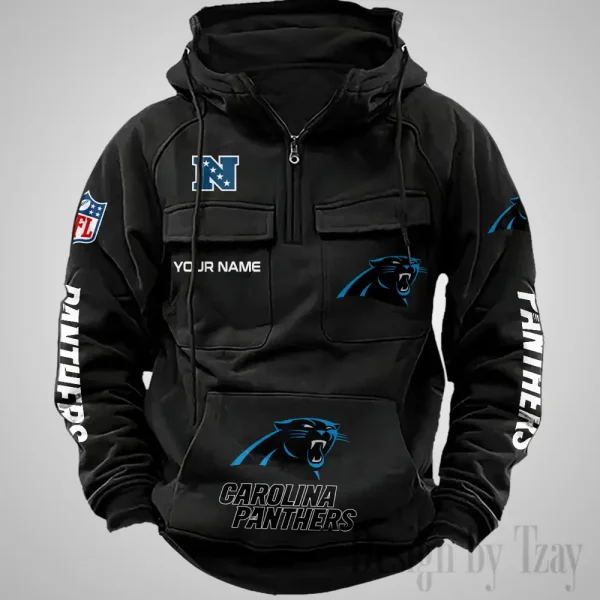 Carolina Panthers Fashionable Outerwear Men's Autumn Winter Hooded Sweatshirt Cool Motorcycle Shirt AZVMHD1026 - Image 5